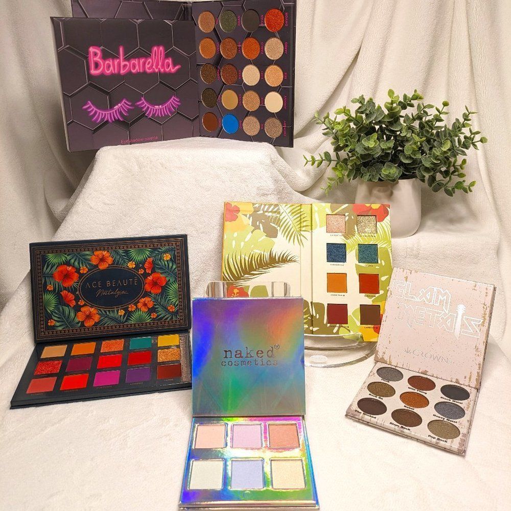 NIB 5 Eyeshadow Palette Bundle: Naked Cosmetics, Ace Beaute, Crown & Alamar
